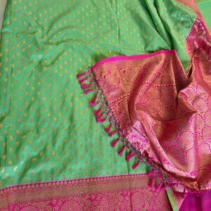 Green and Pink Banarsi Saree NEGOTIABLE